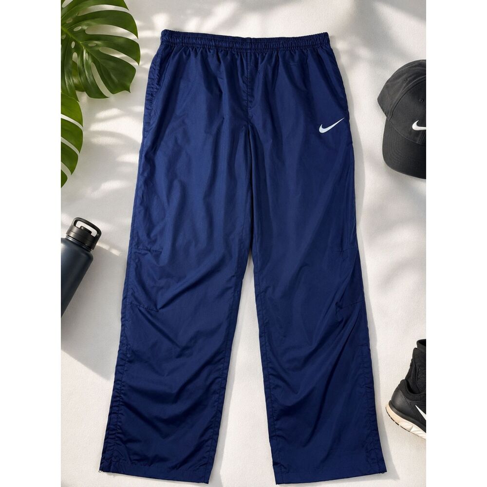 Nike Men’s Size M Navy Blue Lined Windbreaker Track Pants Ankle Zip